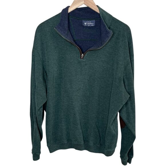 Cremieux Mens Green Retro Elbow patch 1/4 Zip Pullover Sweater XL - Picture 1 of 10